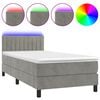 vidaXL Letto a Molle con Materasso e LED Grigio Chiaro 100x200 cm Velluto