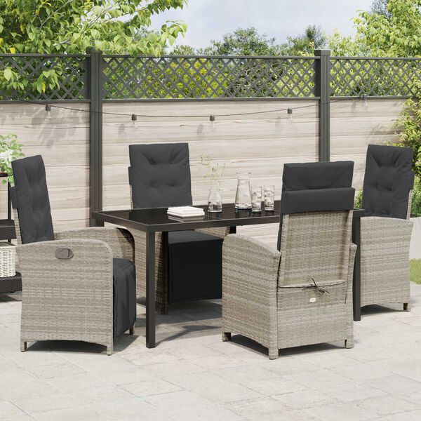 vidaXL Set da Pranzo per Giardino 5 pcs Grigio chiaro polyrattan