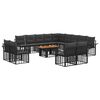 vidaXL Set Divano da Giardino 14 pz Nero e Grigio scuro polyrattan