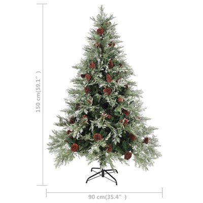 vidaXL Albero di Natale con Pigne Verde e Bianco 150 cm in PVC e PE