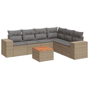 vidaXL Set Divani da Giardino 7 pz con Cuscini Beige in Polyrattan