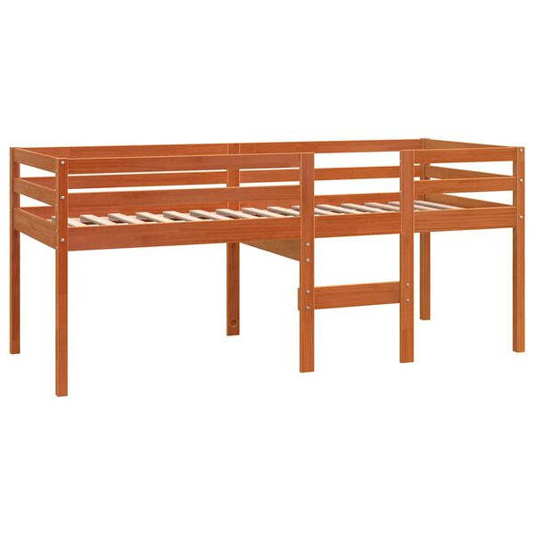 vidaXL Letto a Soppalco Marrone Cera 80x200 cm Legno Massello di Pino