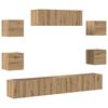 vidaXL Set Mobile TV 7 pz Montato a Parete Rovere in Legno Multistrato