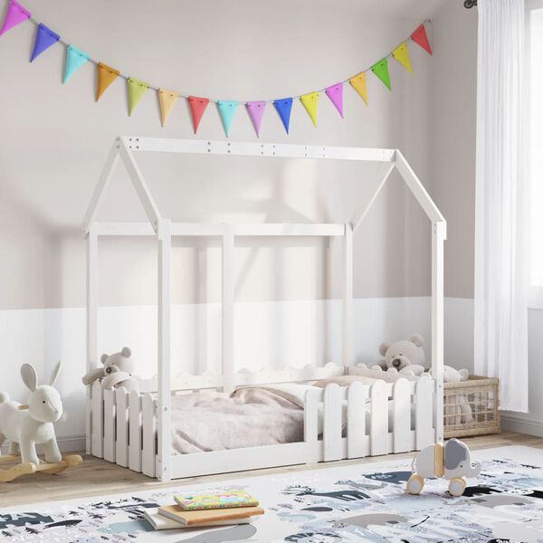vidaXL Giroletto Casetta Bambini Bianco 70x140 cm Legno Massello Pino