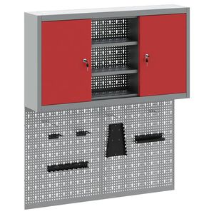 vidaXL Set di armadi per attrezzi con lo scaffale 3 pz Rosso