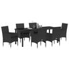 vidaXL Set da Pranzo per Giardino con cuscino 7 pcs Nero polyrattan