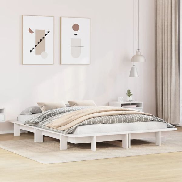 vidaXL Letto senza Materasso Bianco 140x200 cm Legno Massello di Pino