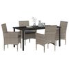vidaXL Set da Pranzo per Giardino con cuscino 5 pcs Grigio polyrattan