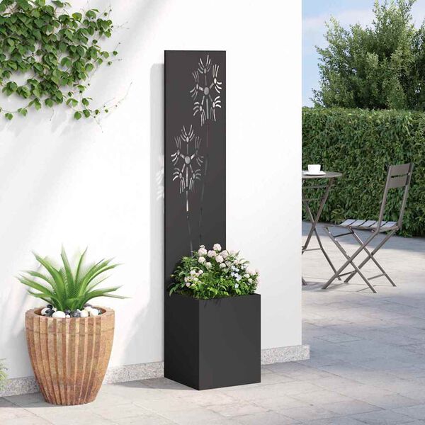 vidaXL Schermo per privacy in giardino Floreale Nero 32 x 140 cm