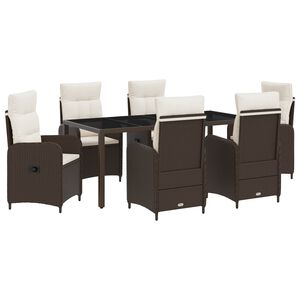 vidaXL Set da pranzo per esterni 7 pz Marrone e Bianco Crema
