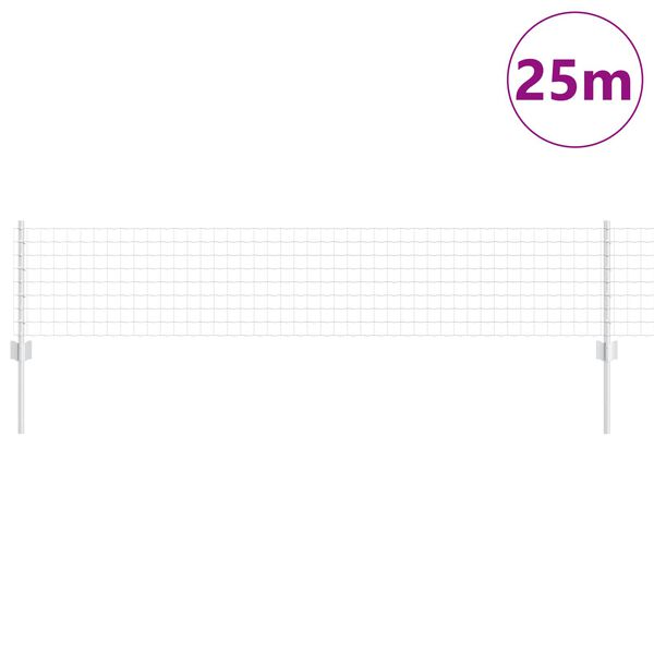 vidaXL Recinzione con Posto Argento 0,4 x 25 m Acciaio