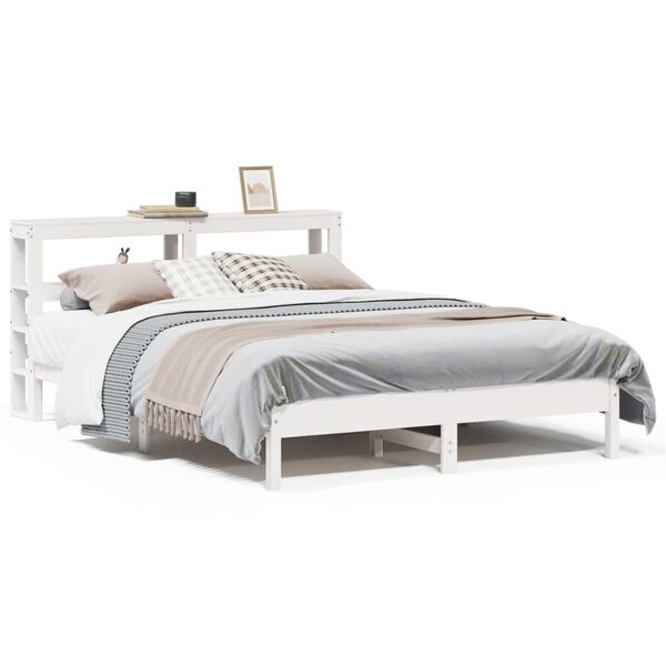 vidaXL Letto senza Materasso Bianco 140x190 cm Legno Massello di Pino