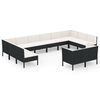 vidaXL Set Divani da Giardino 12 pz con Cuscini in Polyrattan Nero
