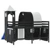 vidaXL Letto a Soppalco con Torre Bambini Bianco e Nero 80x200cm Pino