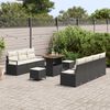 vidaXL Set Divano da Giardino con cuscino 10 pcs Nero Poly Rattan