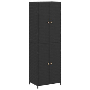 vidaXL Armadietto Portaoggetti da Giardino Nero 59x40x180cm Polyrattan