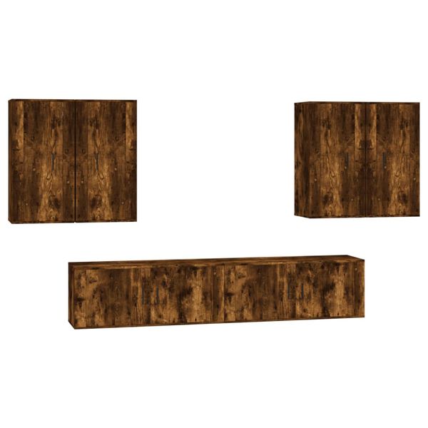 vidaXL Set di Mobili Porta TV 6 pz Rovere Fumo in Legno Multistrato