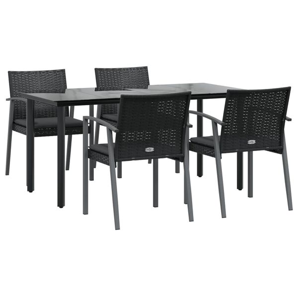 vidaXL Set Pranzo da Giardino 5pz con Cuscini in Polyrattan e Acciaio