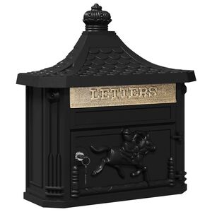 vidaXL Cassetta Postale da Muro con porta Nero 40,5 x 16 x 45 cm