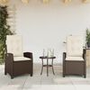 vidaXL Set Bistr&ograve; 3 pz con Cuscini Marrone in Polyrattan
