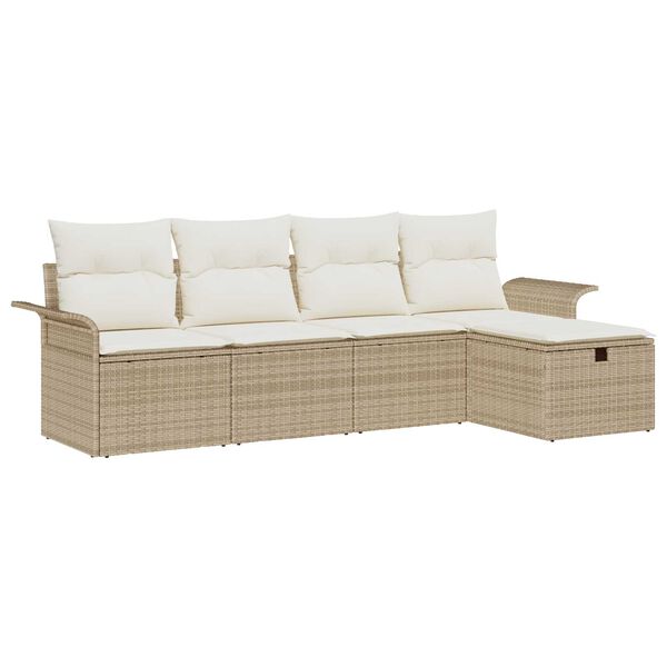 vidaXL Set Divano da Giardino con cuscino 5 pcs Beige Poly Rattan