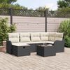 vidaXL Set Divano da Giardino con cuscino 7 pcs Nero Poly Rattan