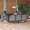 vidaXL Set Pranzo da Giardino 9 pz con Cuscini in Polyrattan Grigio