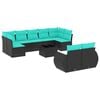 vidaXL Set Divani da Giardino 10 pz con Cuscini Nero in Polyrattan