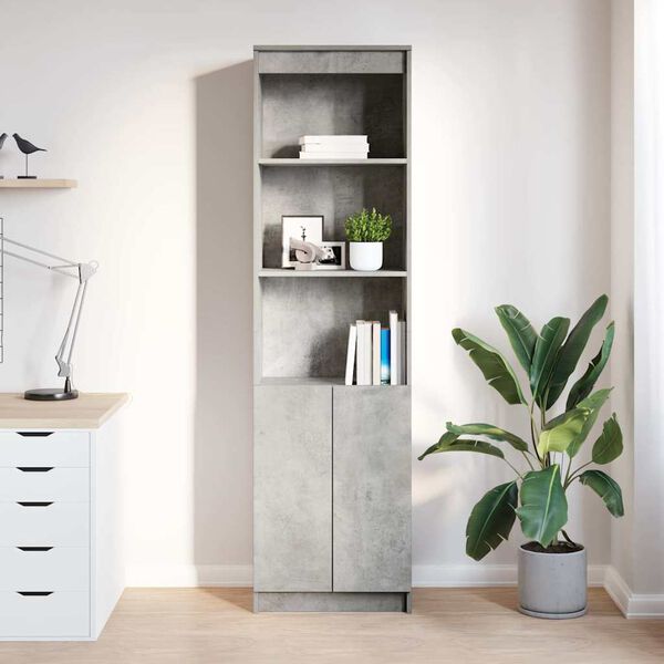 vidaXL Credenza Grigio Cemento 50x35x180 cm in Legno Multistrato