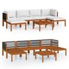 vidaXL Set da Giardino 7 pz con Cuscini in Legno Crema, Acacia e Corda