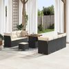 vidaXL Set Divano da Giardino 10 pcs Nero polyrattan