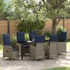 vidaXL Set da Pranzo per Giardino con cuscino 7 pcs Nero Poly Rattan