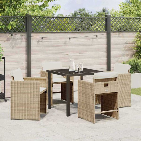vidaXL Set da Pranzo per Giardino 5 pcs Beige polyrattan