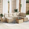vidaXL Set Divano da Giardino con cuscino 7 pcs Beige polyrattan
