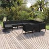 vidaXL Set Divani da Giardino 11 pz con Cuscini in Polyrattan Nero