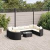 vidaXL Set Divani da Giardino 10pz con Cuscini in Polyrattan Nero