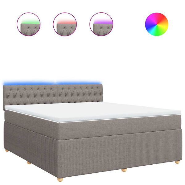 vidaXL Giroletto a Molle con Materasso Tortora 180x200 cm in Tessuto