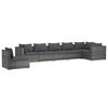 vidaXL Set Divani da Giardino 7 pz con Cuscini in Polyrattan Grigio