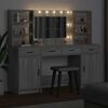 vidaXL Set da tavolo da trucco con LED con porta 3 pcs Grigio Sonoma