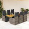 vidaXL Set Bistr&ograve; da Giardino 7 pz con Cuscini in Polyrattan Grigio