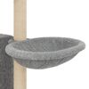 vidaXL Albero per Gatti con Tiragraffi in Sisal Grigio Chiaro 131 cm