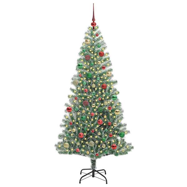vidaXL Albero di Natale Artificiale Imbiancato con Luci LED 180 cm