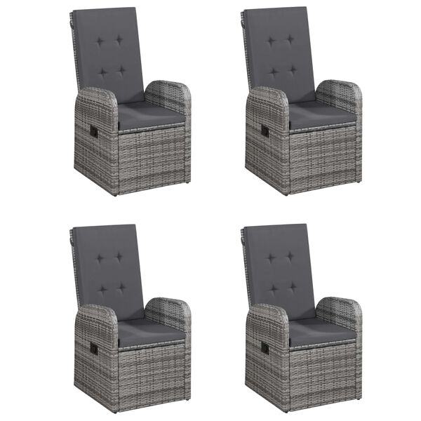 vidaXL Set da Pranzo per Giardino 5 pz con Cuscini Polyrattan Grigio