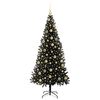 vidaXL Albero di Natale con 300 LED con supporto Nero 210 cm PVC