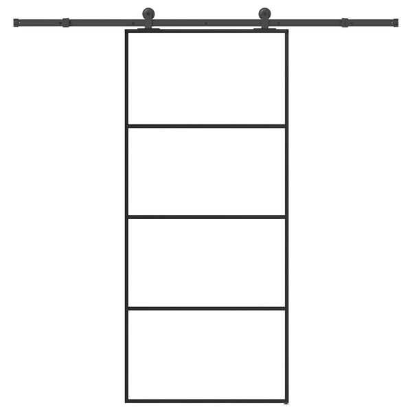 vidaXL Porta Scorrevole con Ferramenta 90x205cm Vetro ESG Alluminio