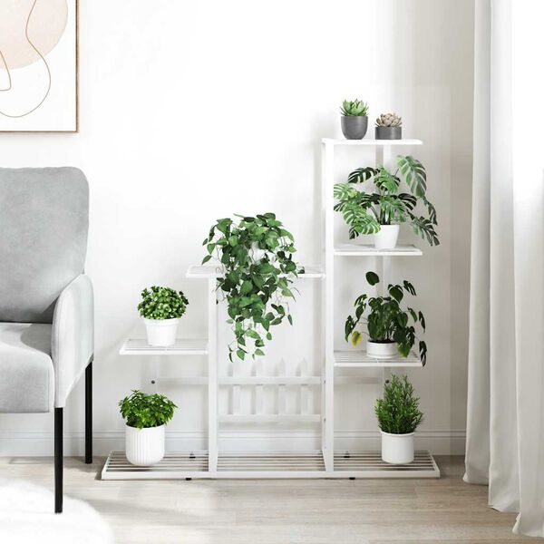 vidaXL Portapiante 94,5x25x88 cm Bianco in Metallo