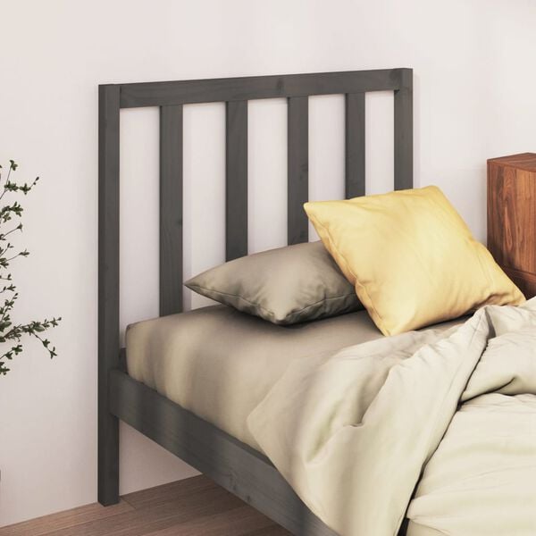 vidaXL Testiera per Letto Grigia 106x4x100cm in Legno Massello di Pino