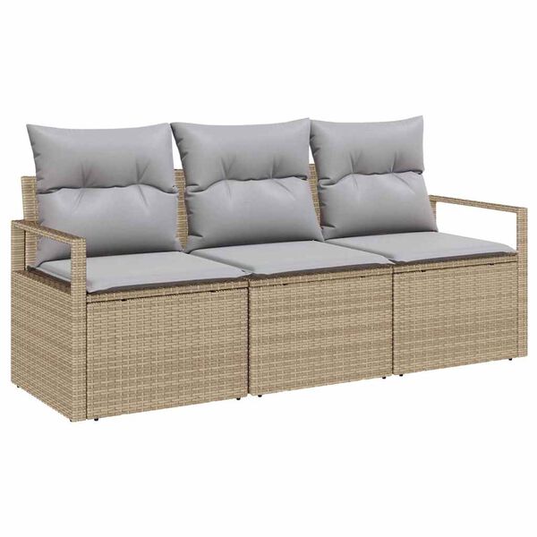 vidaXL Set Divano da Giardino 3 pcs Beige e Grigio Chiaro polyrattan