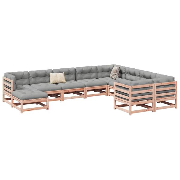 vidaXL Set Divani da Giardino 10 pz in Legno Massello Abete Douglas
