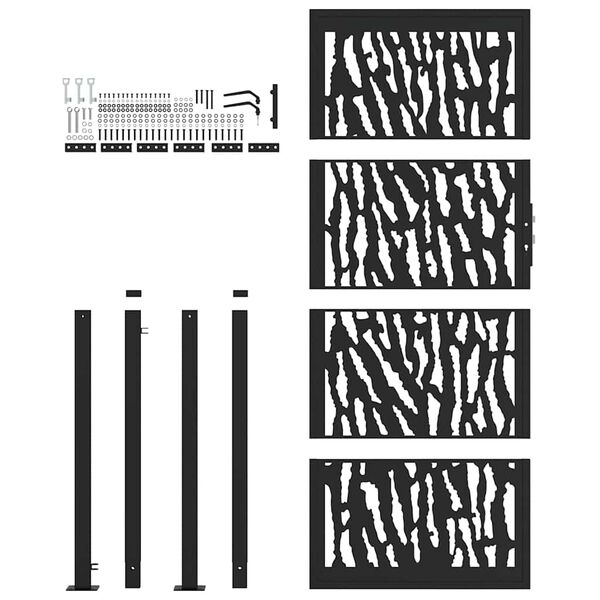 vidaXL Cancello da giardino nero 100x200 cm in acciaio con design a traliccio